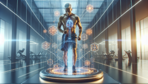 Mature person using high-tech biohacking tools for healthy aging