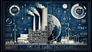 Energetická transformace 2026 - Itálie, Vietnam, UK - blueprint ilustrace